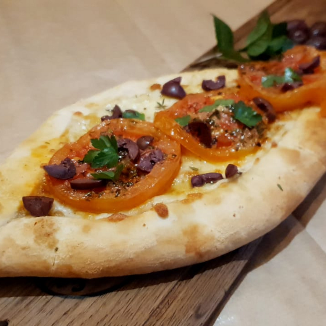 Frozen Pizza Boats with Tomato Basting
